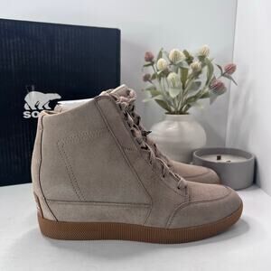 Sorel Out N About Wedge Waterproof Lace Up Boots Omega Taupe Women's 12 NWB